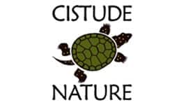 Logo de l'association Cistude nature. On y voit le nom de l'association ainsi qu'une tortue