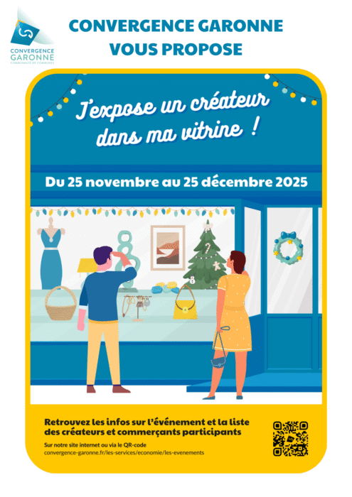 Convergence Garonne vous propose "J'expose un créateur dans ma vitrine !" du 25 novembre au 25 décembre 2025.