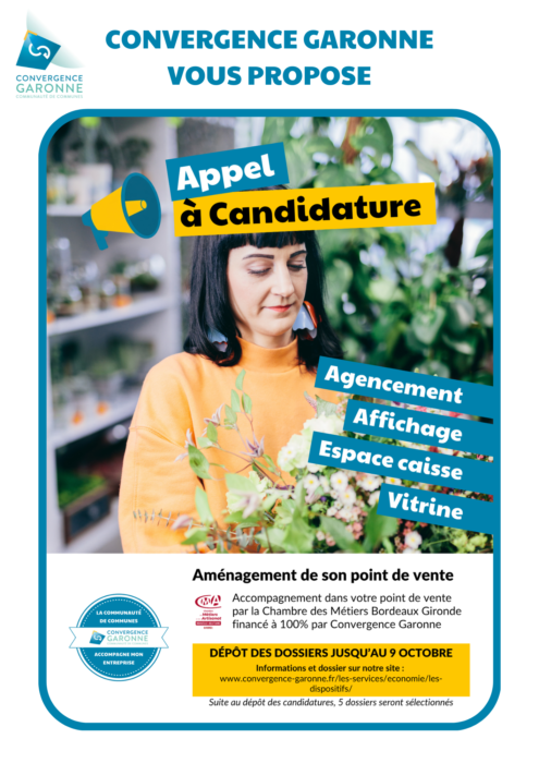 Convergence Garonne lance un appel à candidature : Optimisez l'aménagement de votre commerce. Informations et modalité de participation en dessous